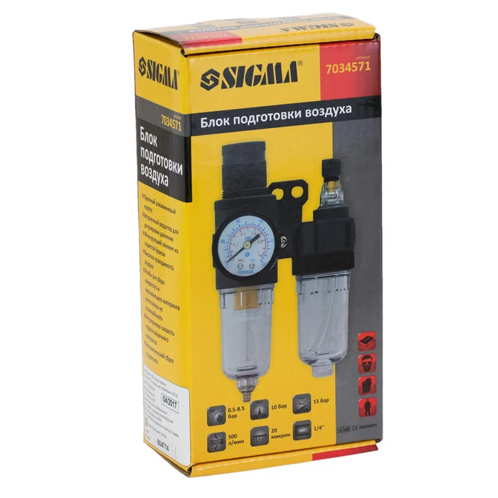 Блок підготовки повітря Sigma 500 л/хв, 1/4", редуктор із манометром (7034571)