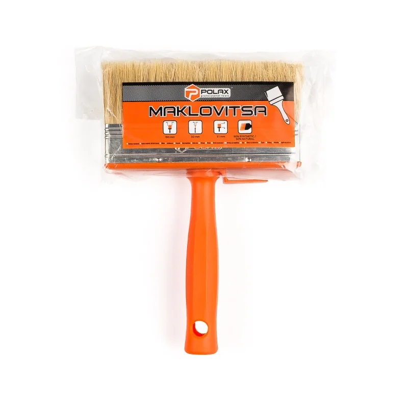 Пензель-макловиця Polax 50×150 мм, професійна, змішаний ворс, пластикова ручка (12-005)