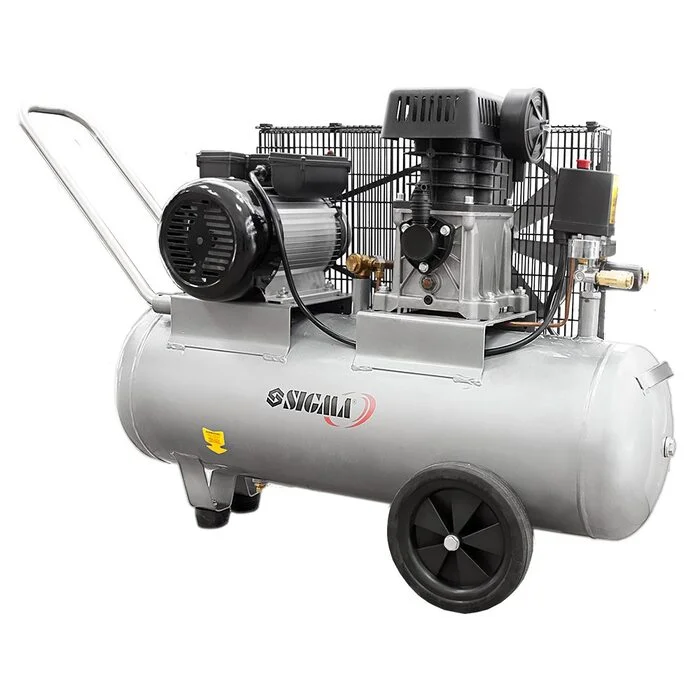 Компресор двоциліндровий пасовий SIGMA 7044121 — 2.5 кВт, 335 л/хв, 10 бар, ресивер 50 л (2 крани