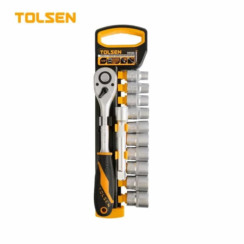 Набір торцевих головок Tolsen з тріскачкою 1/2" 12 шт. CrV 72T ПРОФІ (15152)