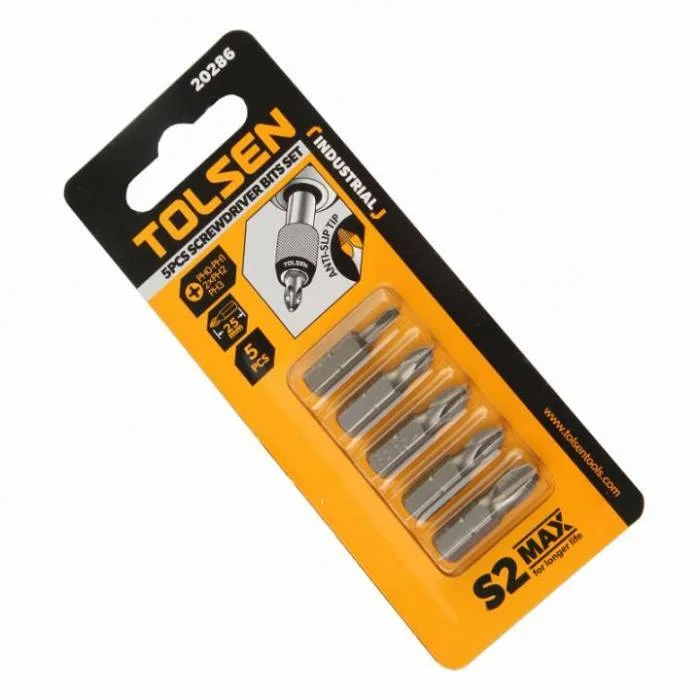 Комплект біт Tolsen S2 PH0-PH1-PH2-PH2-PH3 25 мм, 5 шт (20286)