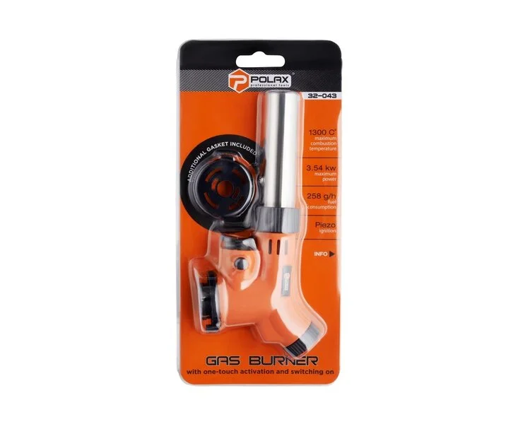 Газовий пальник з керамічним соплом та п'єзопідпалом Polax 1,3 kW, 1300 °C (32-043)
