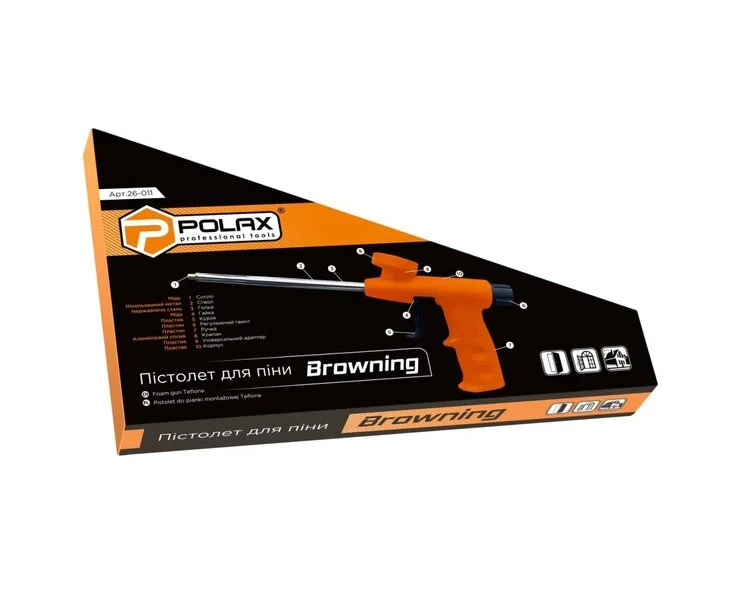 Пістолет для монтажної піни Polax Browning 26-011 (мідне сопло)
