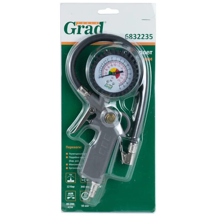 Пневмопістолет для підкачки шин Grad 85-200 л/хв, 12 бар (6832235)