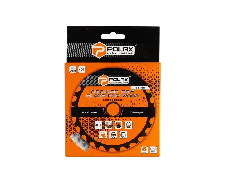 Диск пильний Polax по дереву з твердосплавними напайками 125x22.2/20, 40Т (54-155)