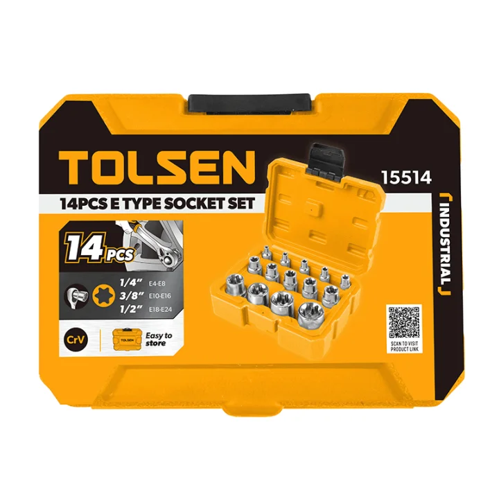 Набір головок Tolsen ПРОФІ торцеві, внутрішній Torx Е4-Е24, 14 шт. (15514)