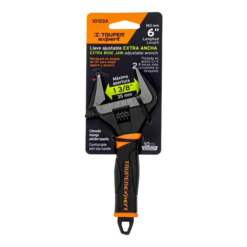 Ключ розвідний Truper Expert PET-6XA 150 мм (6") широка паща Comfort Grip