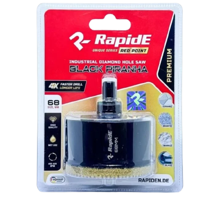 Алмазна коронка RapidE RED POINT BLACK PIRANHA 110 мм (зубчаста, чорна) по керамограніту та граніту