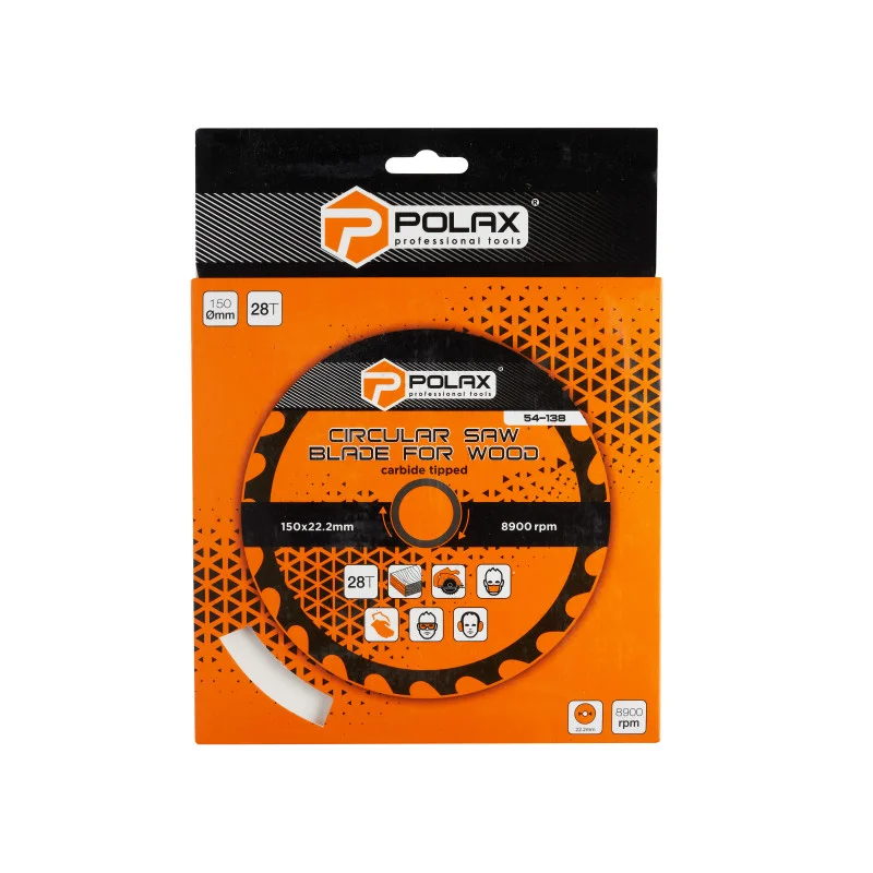 Диск пильний Polax по дереву з твердосплавними напайками 150x22.2/20, 28Т (54-138)