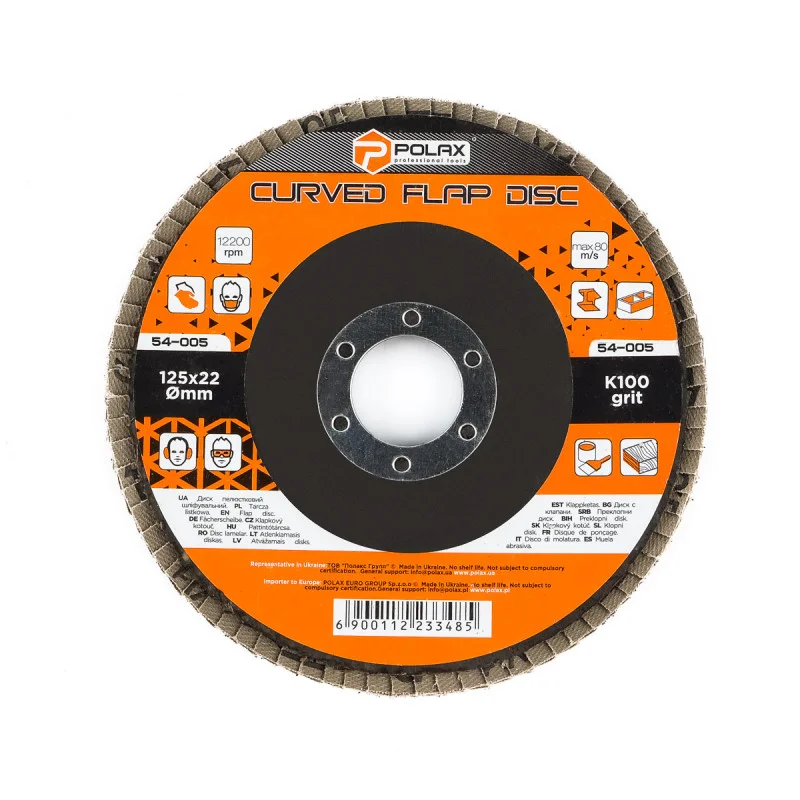 Круг пелюстковий торцевий Polax STANDARD 125×22 мм, K100, електрокорунд (54-005)