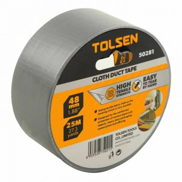 Скотч армований Duct Tape Tolsen сріблястий 48 мм × 25 м (50281)