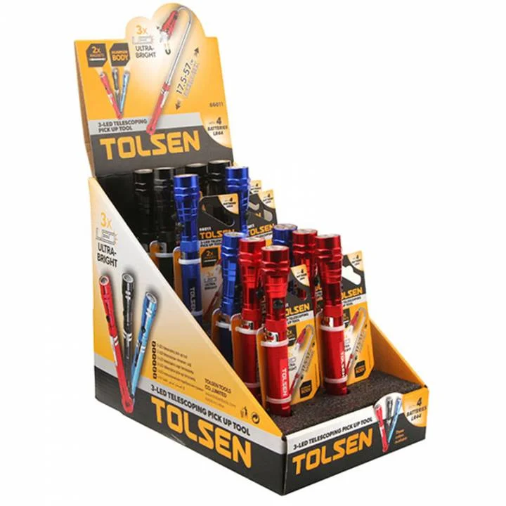 LED телескопічний ліхтар з магнітами Tolsen 3-LED 15 Лм 17-57 см (66011)