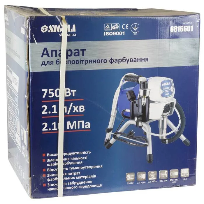 Апарат для безповітряного фарбування SIGMA Profi 750 Вт, 2.1 л/хв, 210 бар (6816601)