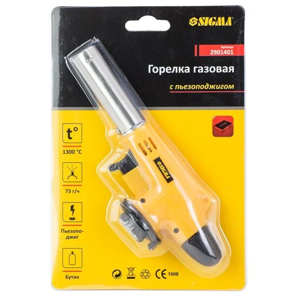 Пальник газовий з п'єзопідпалом SIGMA 2901401 (керамічне сопло Ø20 мм, 175 мм)