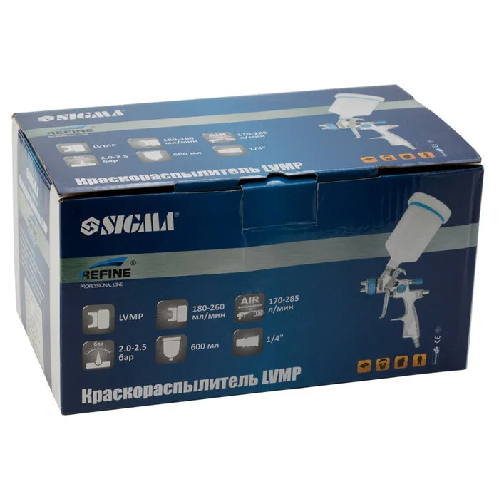 Фарборозпилювач Sigma Refine LVMP Ø1.0 мм, 30–115 л/хв, 1.5 бар, верхній пластиковий бак 100 мл (6814201)