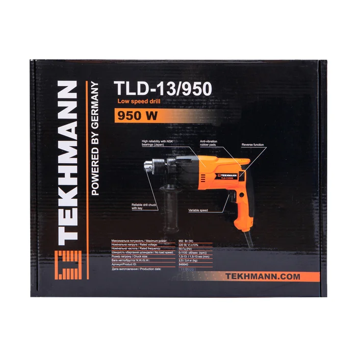 Низькообертова дриль Tekhmann TLD-13/950 950 Вт