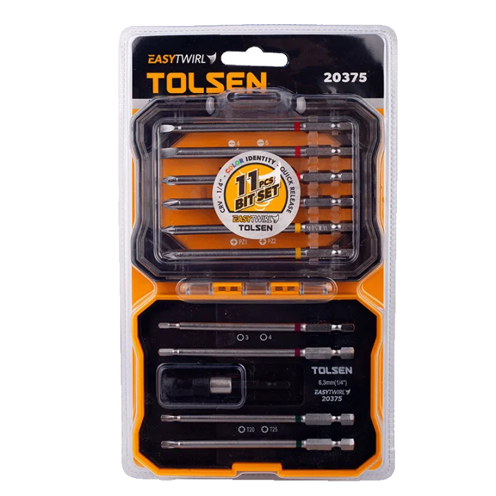 Набір біт Tolsen 1/4" 10 шт + адаптер, 11 предметів (20375)