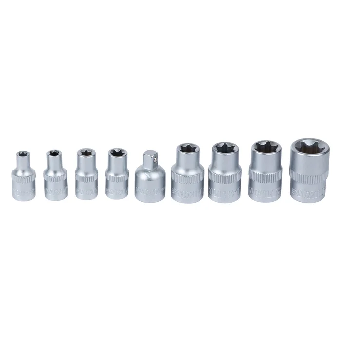 Набір насадок TORX Sigma 9 шт. (4 шт. 1/4" + 4 шт. 3/8" + перехідник) на планці CrV (6086541)