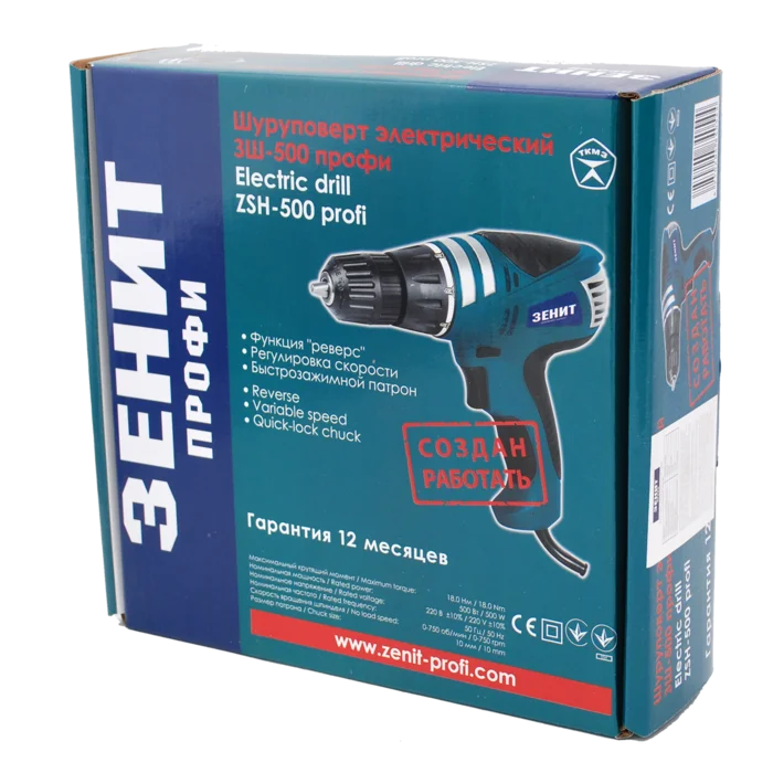 Шуруповерт мережевий ЗШ-500 профі Зеніт Профі (834566)