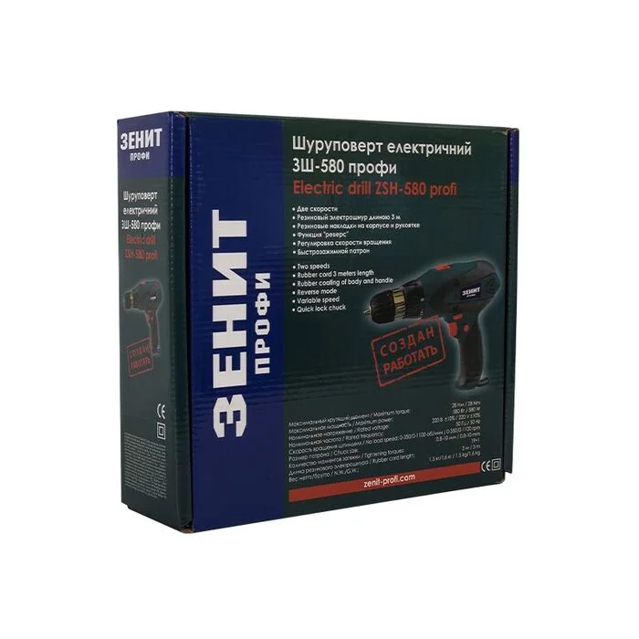 Шуруповерт мережевий ЗШ-580 Зеніт Профі