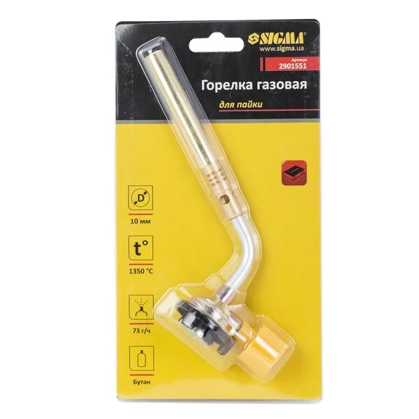 Пальник газовий для пайки SIGMA Ø10 мм 195 мм (2901551)