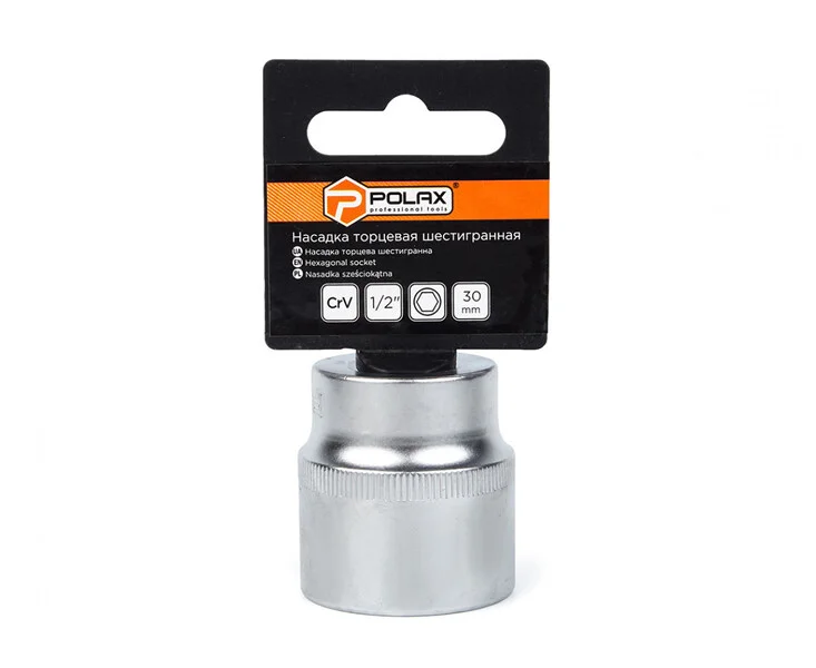 Головка торцева Polax автомобільна шестигранна 30 мм, 1/2", CrV (25-097)