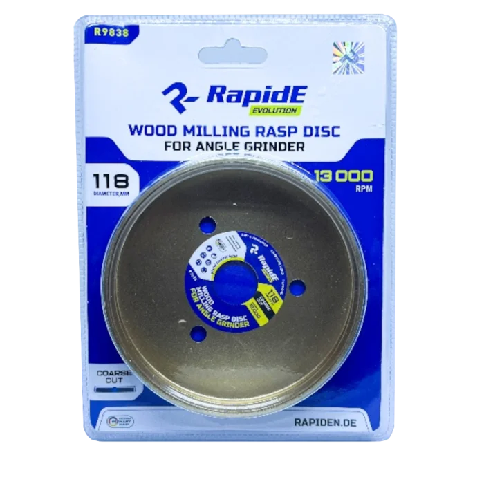 Диск шліфувальний по дереву RapidE 118 мм R9838 ЧАШКОПОДІБНИЙ (альфа-диск, чашка) НФ-00003853