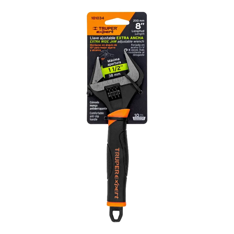 Ключ розвідний Truper Expert PET-8XA 200 мм (8") широка паща Comfort Grip