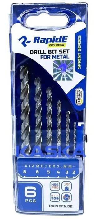 Набір свердел по металу RapidE HSS PRO Sprint Series 6 шт (2, 3, 4, 5, 6, 8 мм) (НФ-00001601)