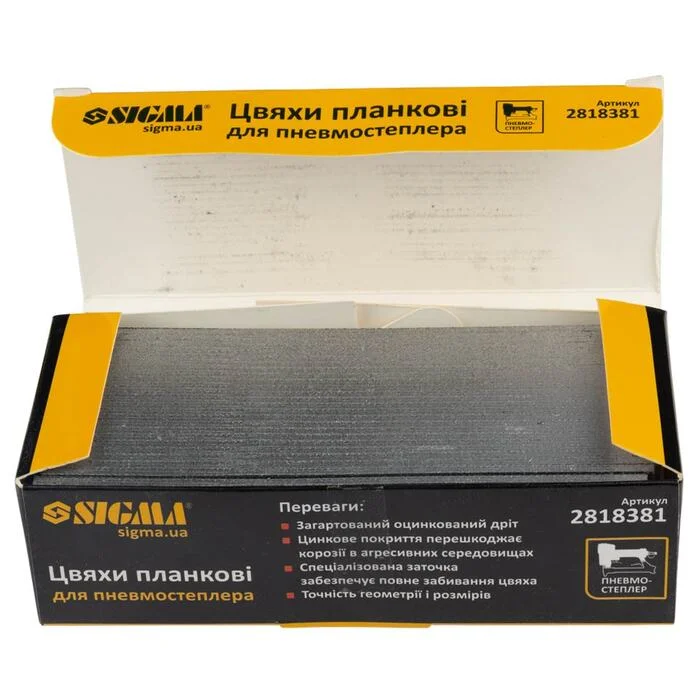 Цвяхи планкові для пневмостеплера Sigma 38 мм 1.25×1 мм (5000 шт., 2818381)