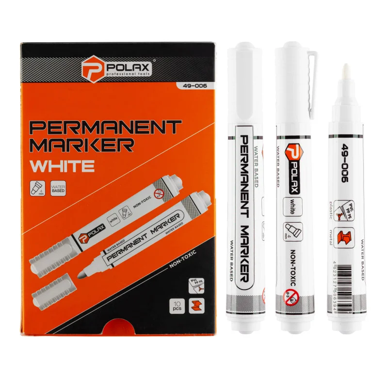 Маркер білий Polax 4 мм перманентний – для розмітки на темних поверхнях