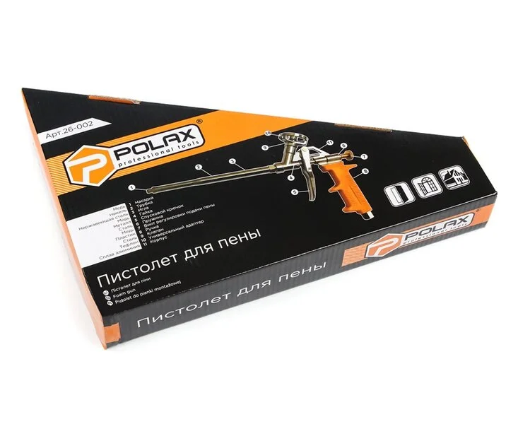 Пістолет для монтажної піни Polax 26-002 (металевий з мідним покриттям)
