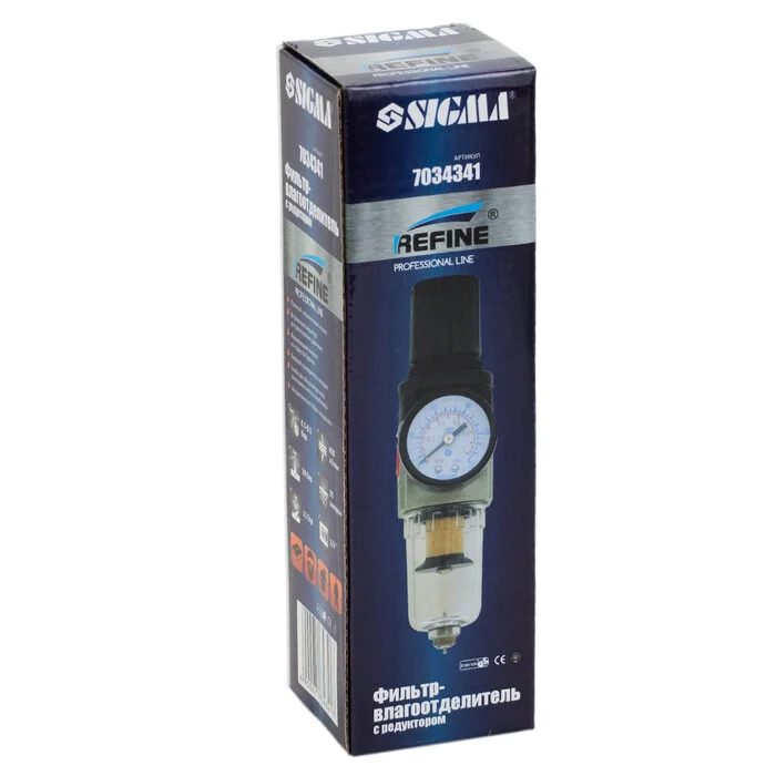 Фільтр-вологовідділювач із редуктором і манометром Sigma Refine 600 л/хв, 1/4" (7034341)