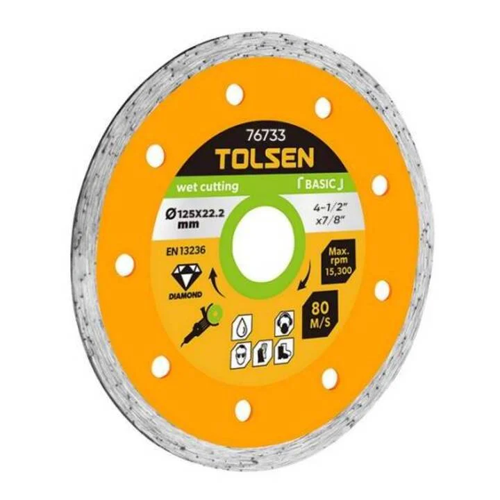 Диск алмазний суцільний для кераміки Tolsen Wet 125x22.2x5 мм (76733)