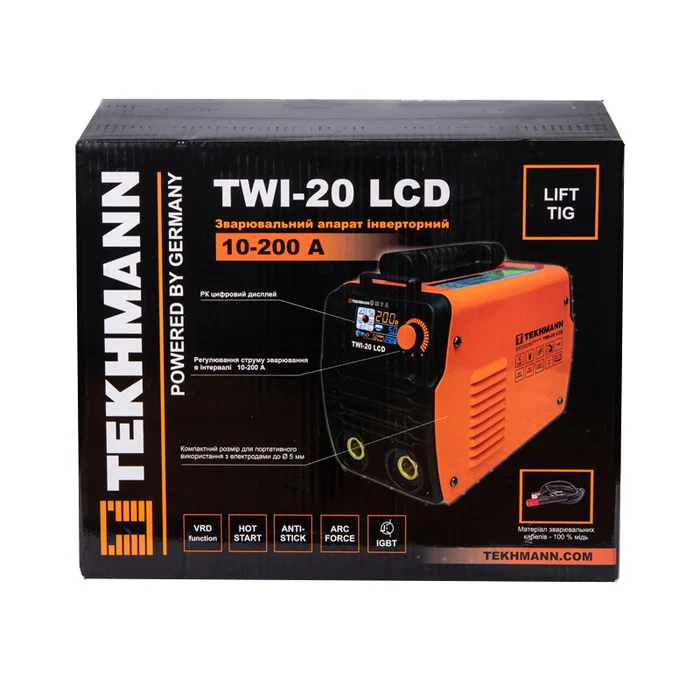 Зварювальний інвертор Tekhmann TWI-20 LCD 200 А
