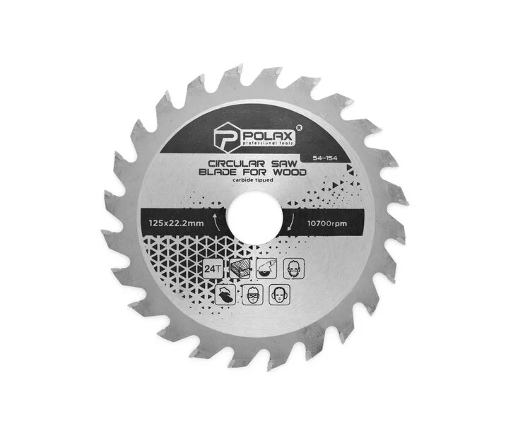 Диск пильний Polax по дереву з твердосплавними напайками 125x22.2/20, 24Т (54-154)