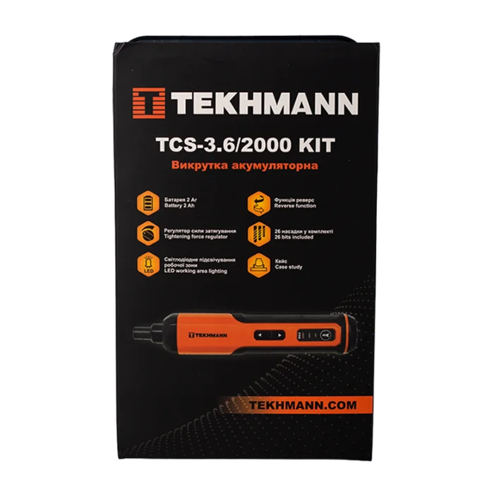 Викрутка акумуляторна Tekhmann TCS-3.6/2000 KIT, 3,6 В, 2,0 А·год, 5 Нм, USB-C (854939)