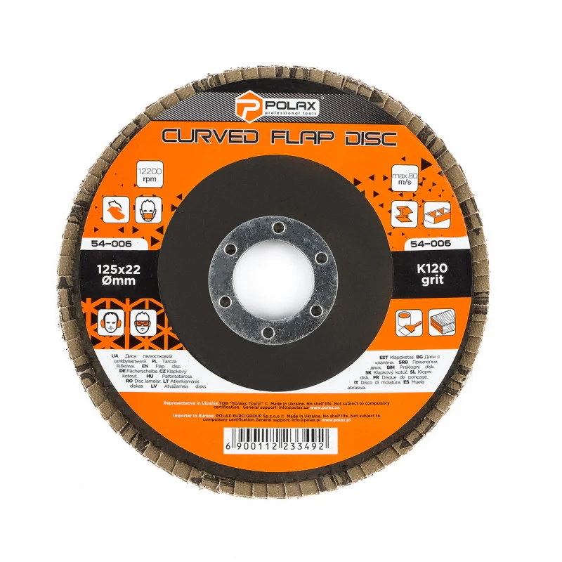 Круг пелюстковий торцевий Polax STANDARD 125×22 мм, K120, електрокорунд (54-006)