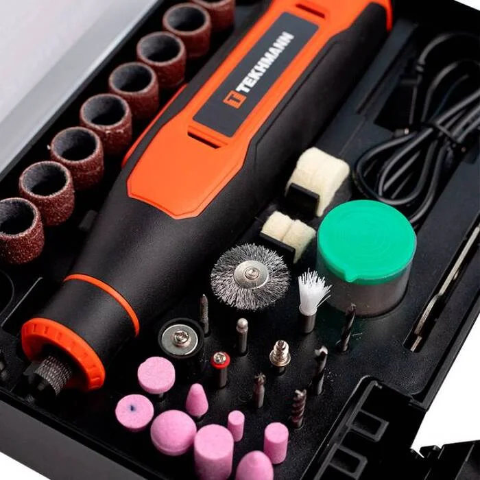 Гравер акумуляторний Tekhmann TCE-3.6/1500 KIT, 3,6 В, 1,5 А·год, до 25000 об/хв, USB, 54 насадки (873401)