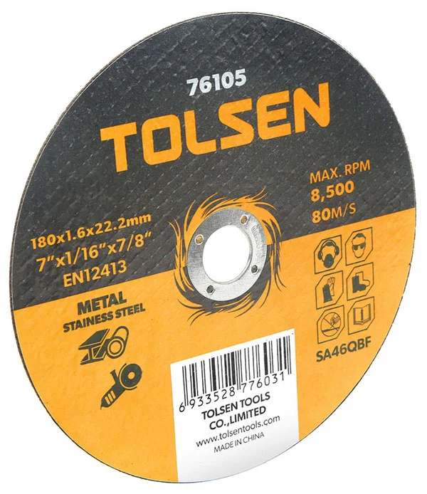 Диск відрізний по металу та нержавіючій сталі Tolsen 125x1,0x22,2 мм (76133)