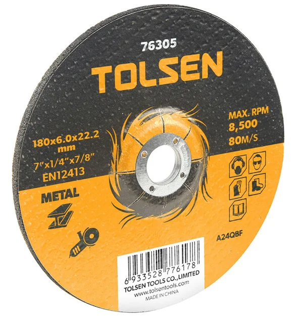 Диск зачисний по металу Tolsen 180x6,0x22,2 мм (76305)