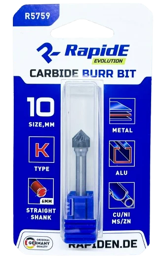 Борфреза твердосплавна по металу RapidE R5757 Тип K D=6 мм (K0603M06) конусність 90°