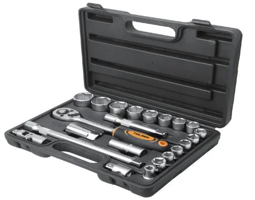 Набір торцевих головок Tolsen 1/2" 22 шт. з тріскачкою CrV у кейсі (15139)