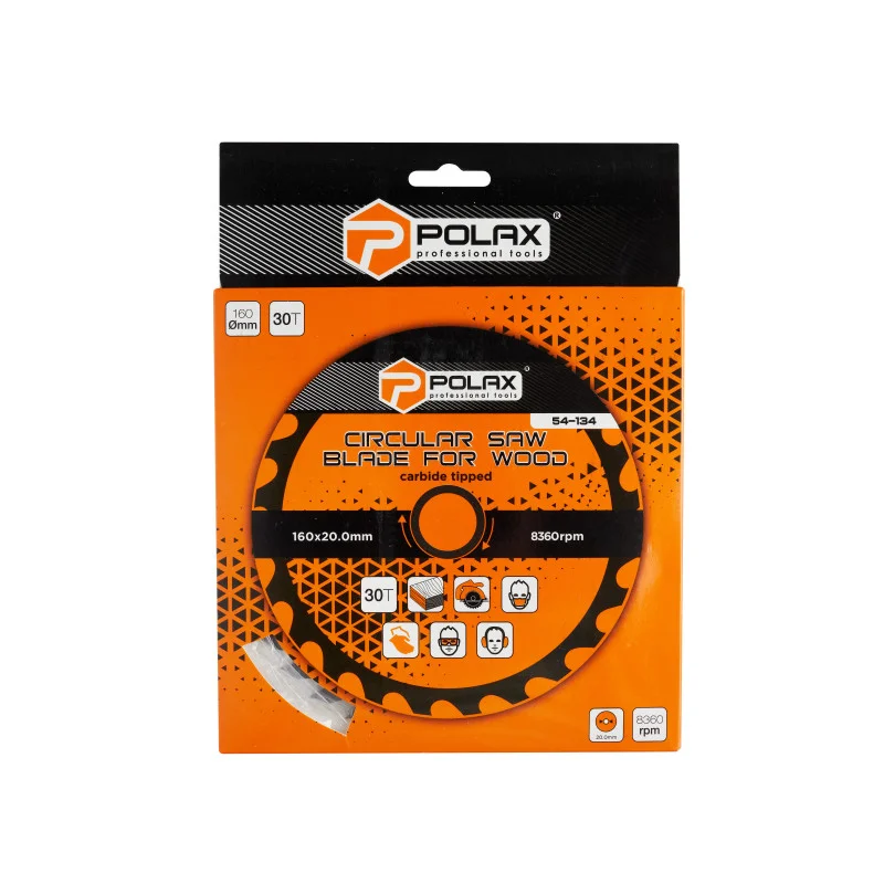 Диск пильний Polax по дереву з твердосплавними напайками 160x20.0/16.0, 30Т (54-134)