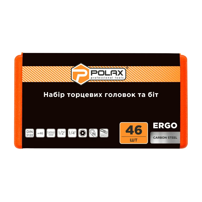 Набір автоінструментів Polax 46 предметів з тріскачкою 1/4" у кейсі (25-113)