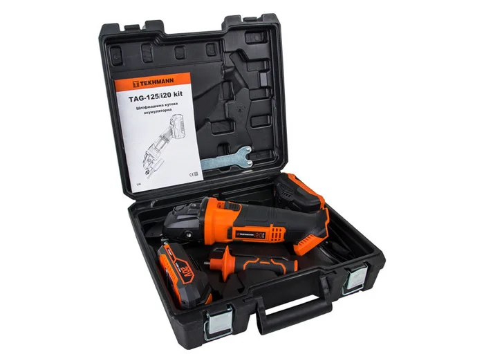 Шліфмашина кутова акумуляторна Tekhmann TAG-125/i20 kit (АКБ 4 Ач + ЗУ) 848392