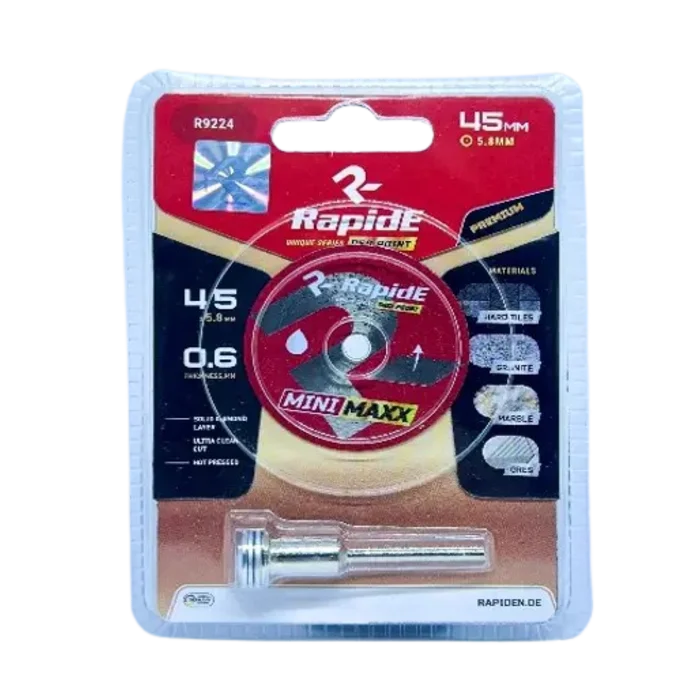 Алмазний диск RapidE RED POINT MINIMAXX R9224 ЦІЛЬНОСПЕЧЕНИЙ 45 мм*0,6 мм для гравера з тримачем (НФ-00003957)