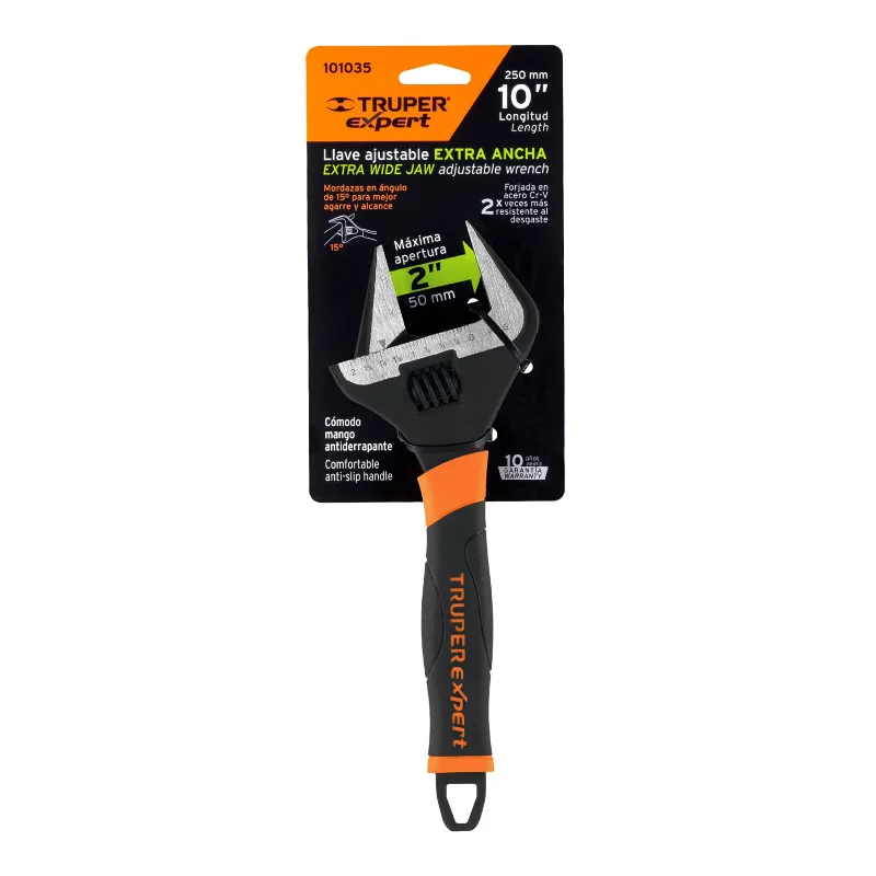Ключ розвідний Truper Expert PET-10XA 250 мм (10") широка паща Comfort Grip