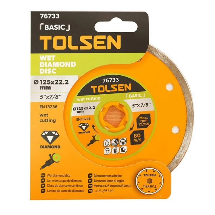 Диск алмазний суцільний для кераміки Tolsen Wet 125x22.2x5 мм (76733)