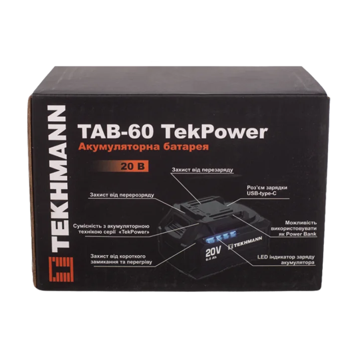 Акумуляторна батарея Tekhmann TAB-60 TekPower 20V 6Ah Li-Ion (854610)